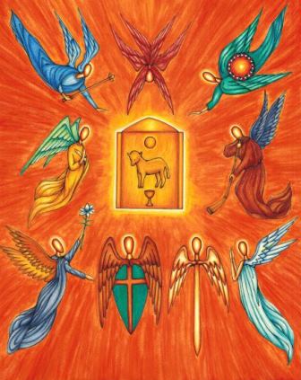 9 Choirs of Angels This illustration of the 9 Choirs of Angels is by artist Jason Koltuniak for the children's book from Divine Providence Press,